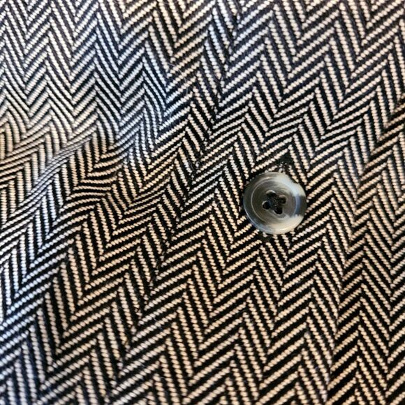 Men Marshall Fields Hyde Park Black White Chevron Design LS Button Up XL Vintage - Picture 3 of 4